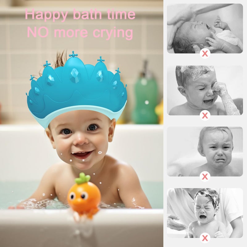 TinyGuardian Baby Shower Cap Shield, Baby bath set shower cap, Visor Hat for Eye and Ear Protection for 0-9 Years Old Children,Cute Crown Shape Makes the Baby Bath More Fun (Blue) - Image 5